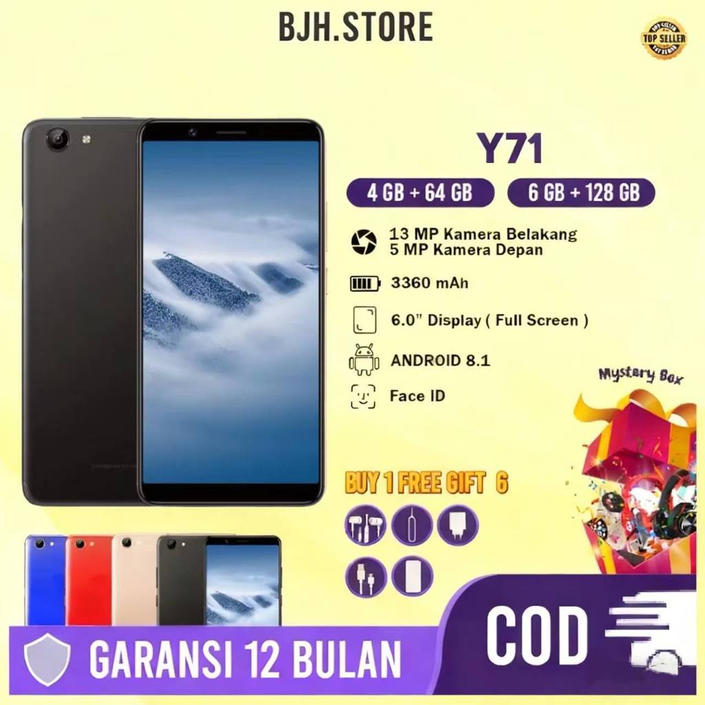 HP vivo Y71 RAM 6/128GB Baru 99% FULLSET GARANSI 1 TH BERSEGEL