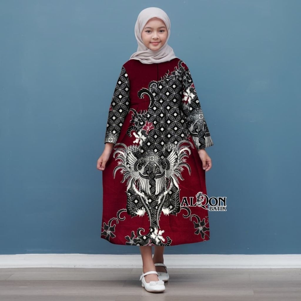 Gamis batik anak perempuan  baju batik anak perempuan modern s m l xl xxl