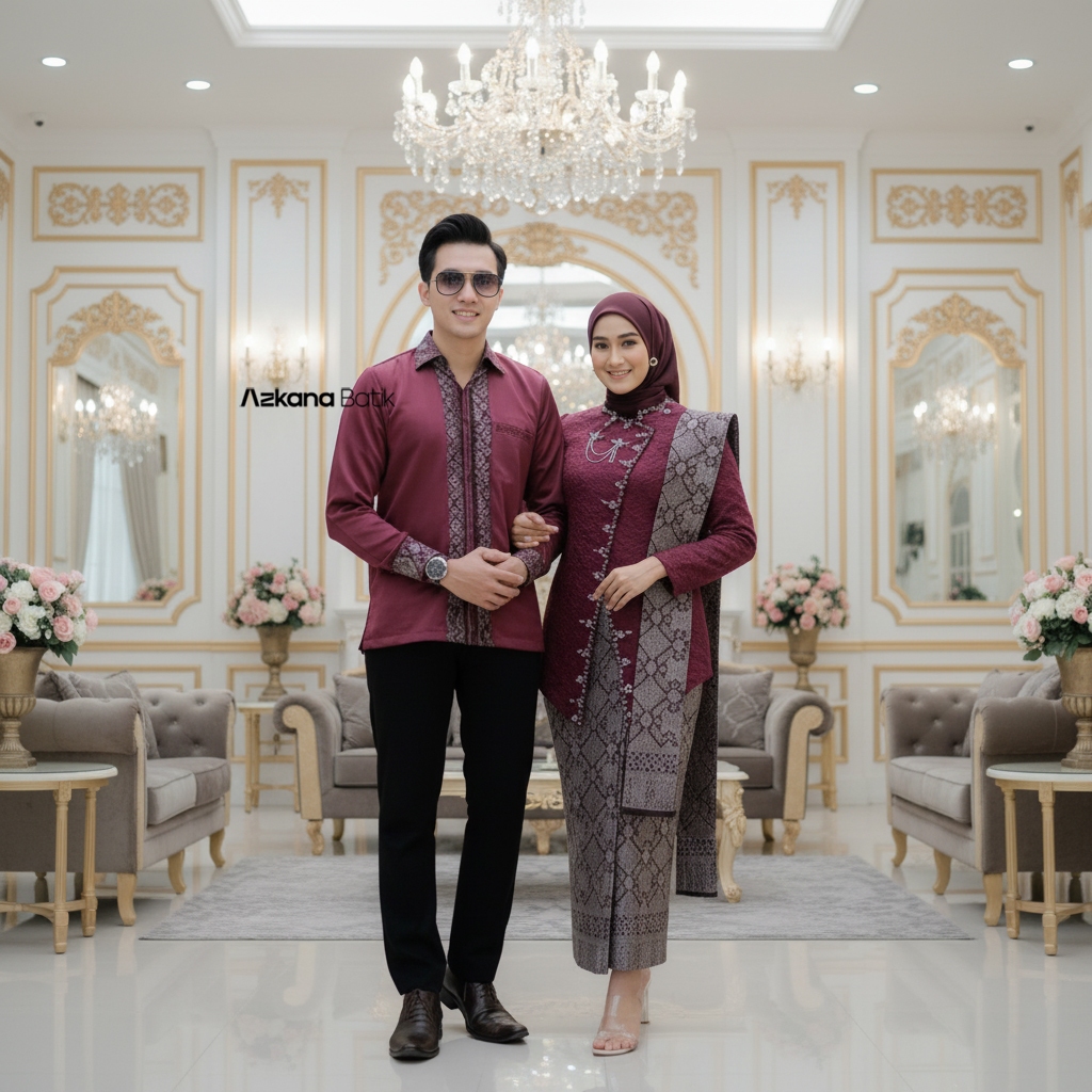 AZKANA BATIK - Kebaya Couple Ayu Janggan Series Outfit Wisuda Kekinian Kebaya Lamaran Tunangan Set T