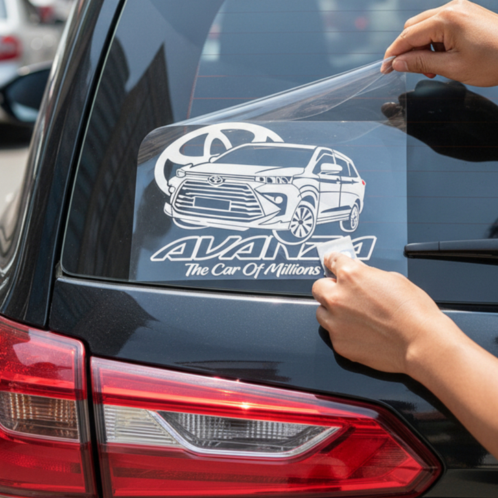 Stiker Variasi Kaca Mobil Toyota Avanza 2025 Putih Abu-Abu