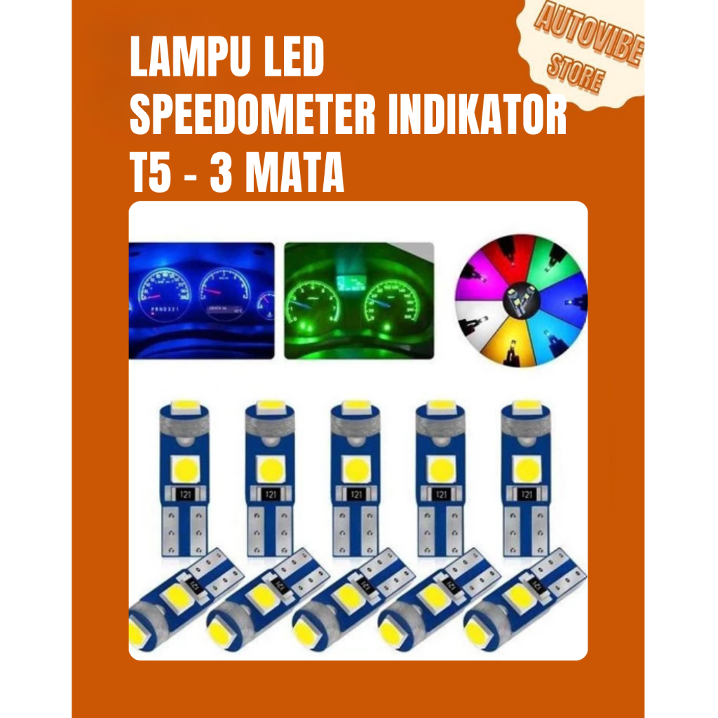 Lampu Led Speedometer Indikator T5 3 MATA | Lampu Speedometer Motor & Mobil