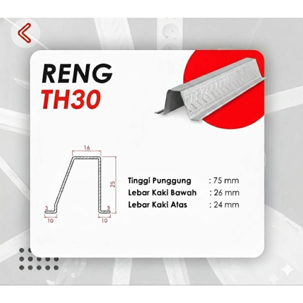 KENCANA Reng 0,45xTH30x6meter Baja Ringan