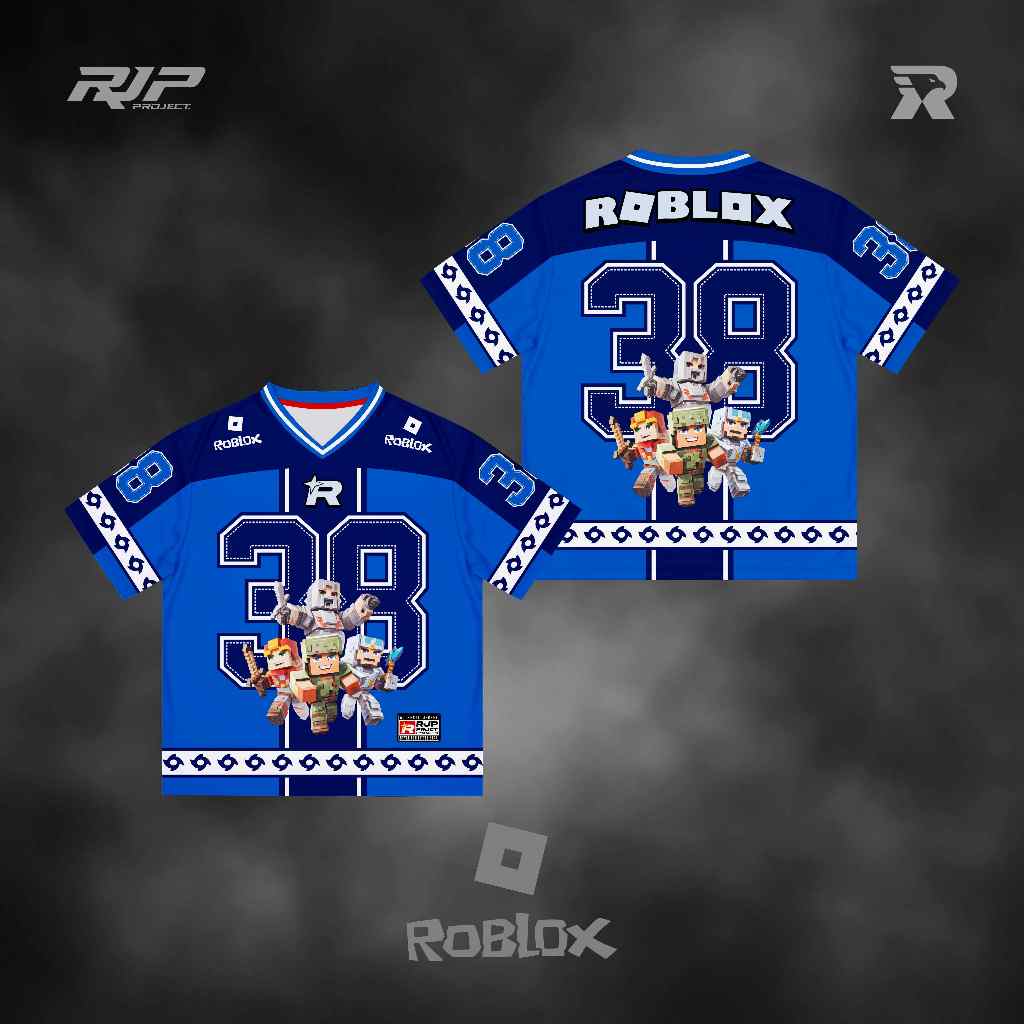 Jersey Anak Laki-Laki Blue Number 38 Roblox Series 1-10 Tahun