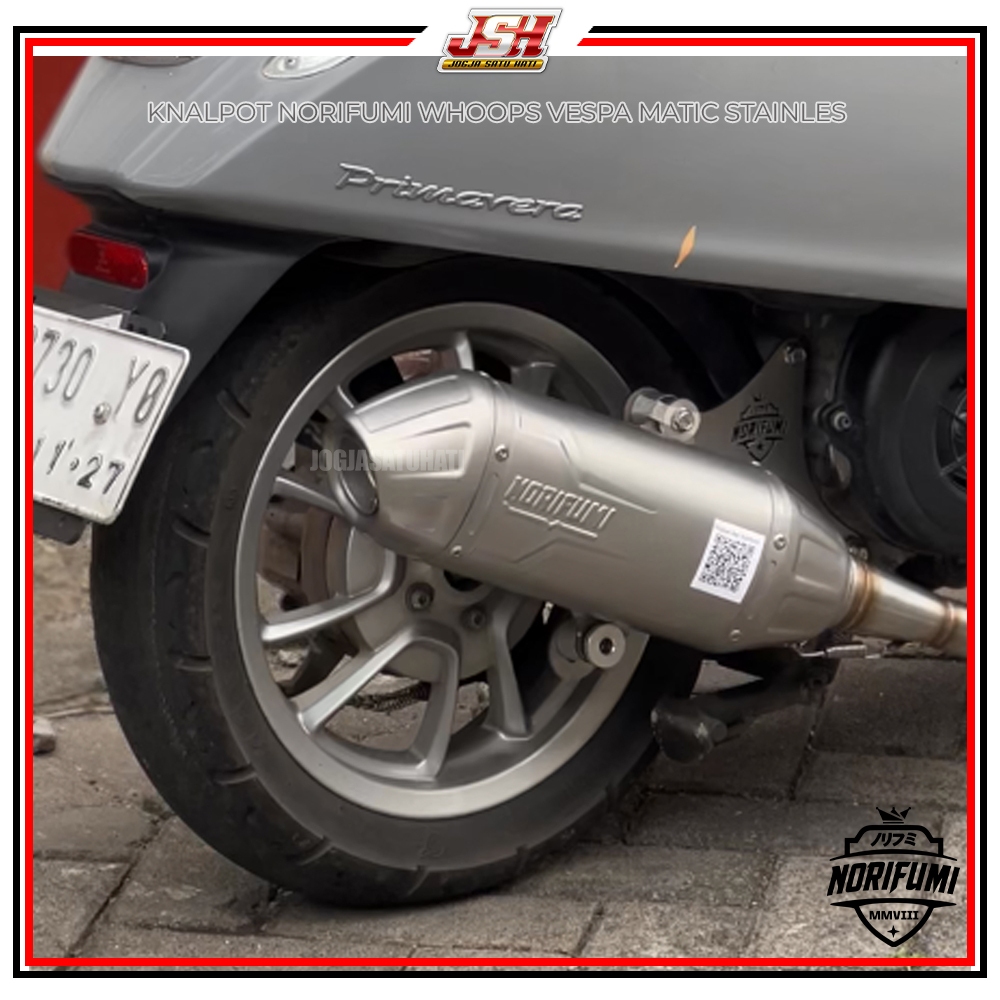 Knalpot Norifumi WHOOPS Stainless Carbon Vespa Sprint Prima S LX125 GTS 150 Matic