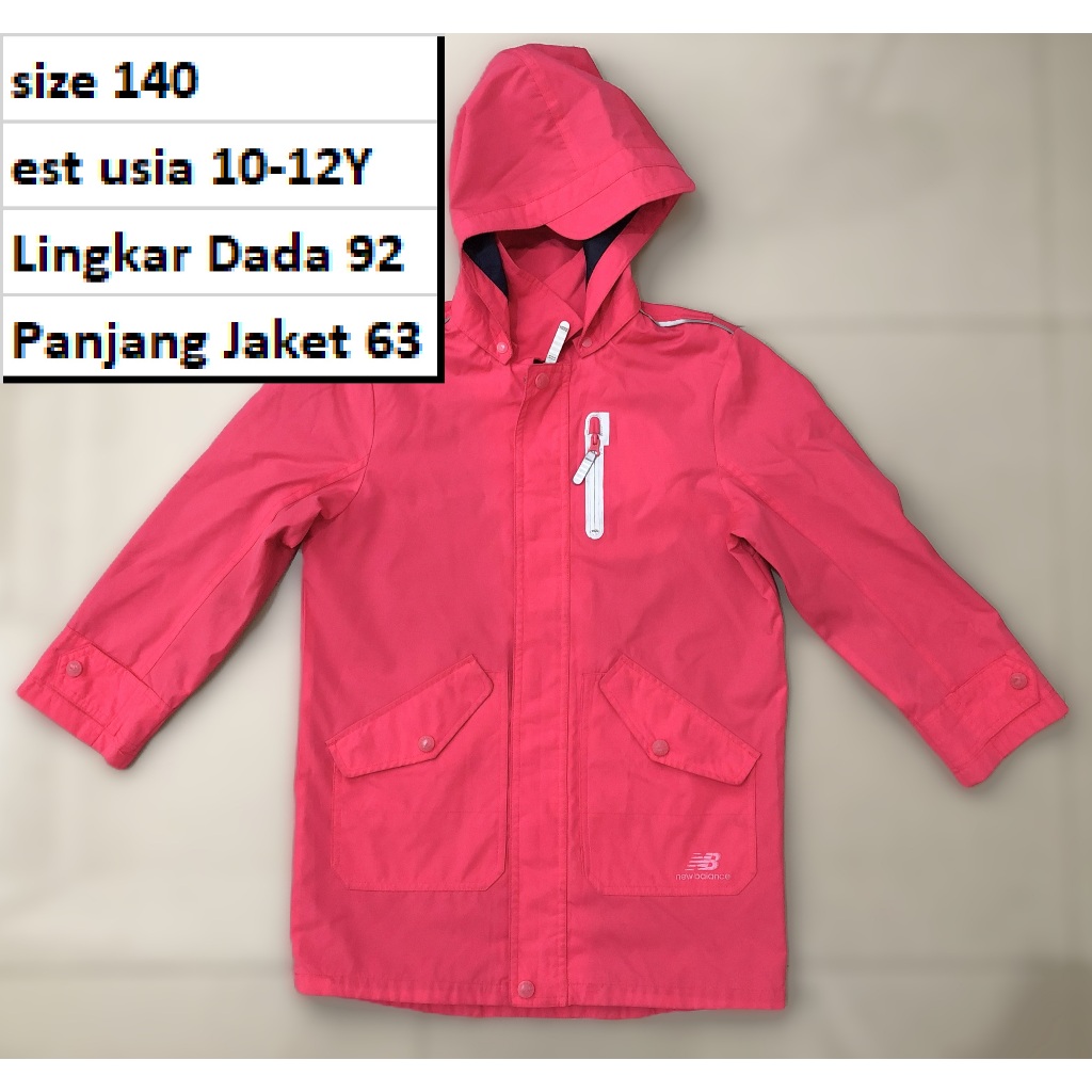 NB - Jaket Outdoor Waterproof Pink Hoodie Tebal Anak Premium Second Preloved