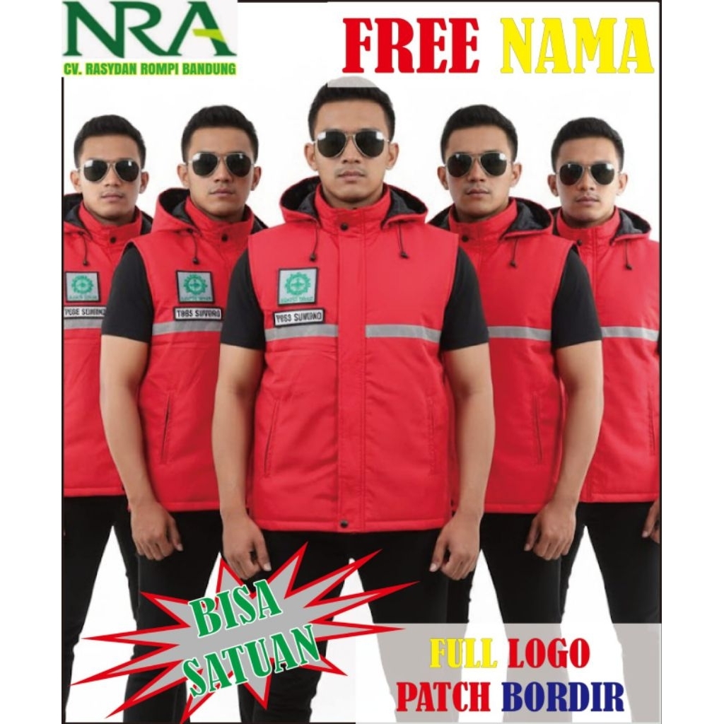 Gratis Nama Dada Rompi Safety, Safety Merah, Rompi Hse, Rompi Proyek, Rompi safety merah tebal, Romp