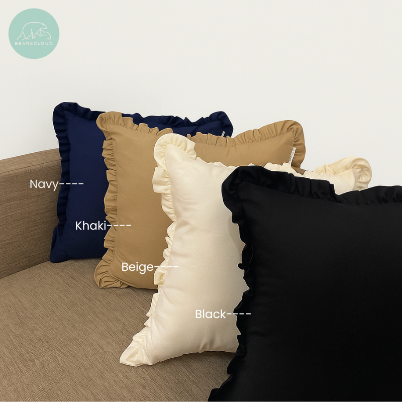 Bear On Cloud Cushion Ruffle Linen Wihtout Insert
