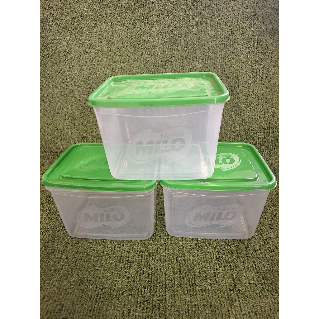 3 Pcs Paket Hemat Toples Biggy / Toples Penyimpanan Serbaguna / Toples Plastik Milo Persegi 2700Ml