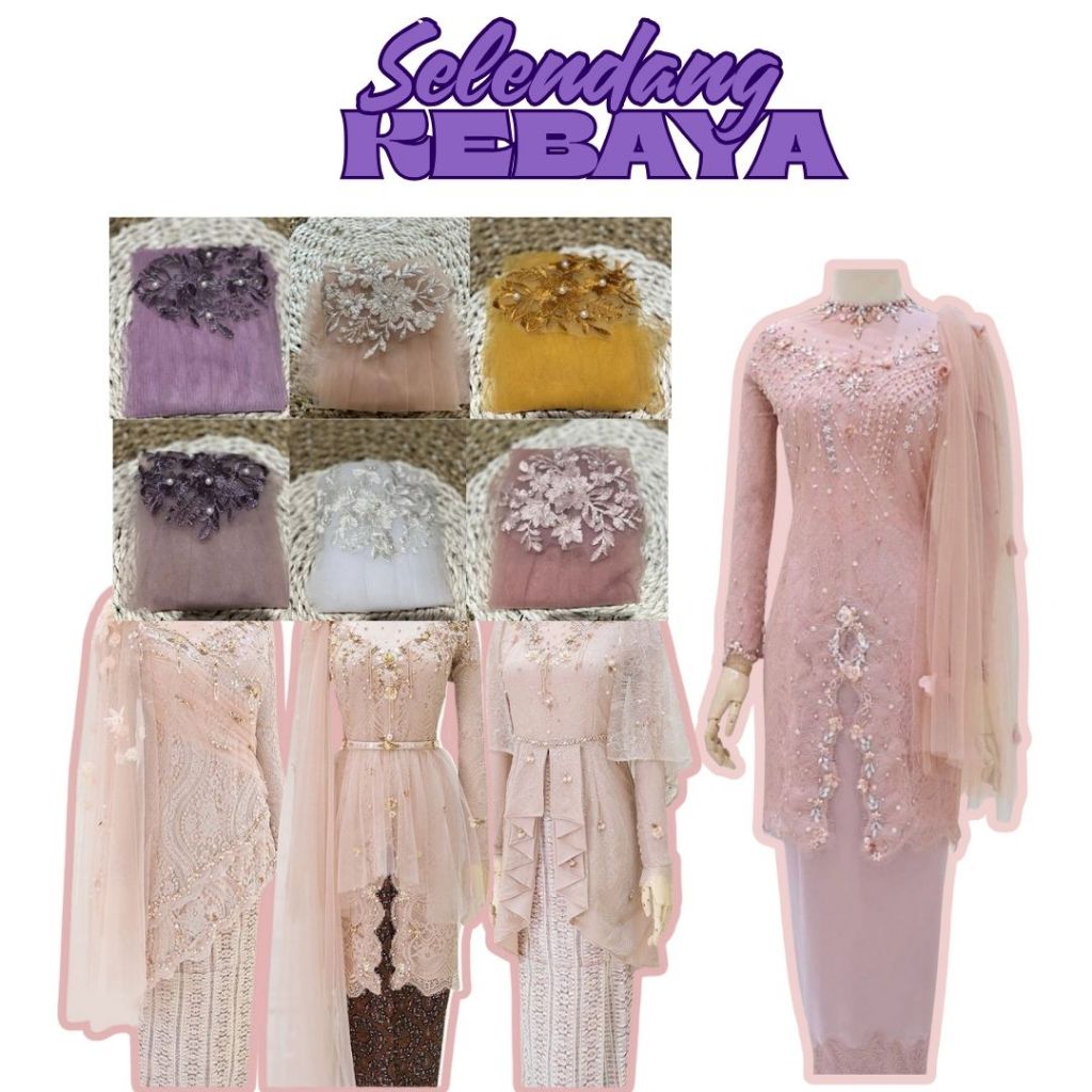 PROMO 10.10 Selendang Tille Polos Kebaya Selendang Bahu Kebaya Terbaru Tile Slendang Syal Brukat