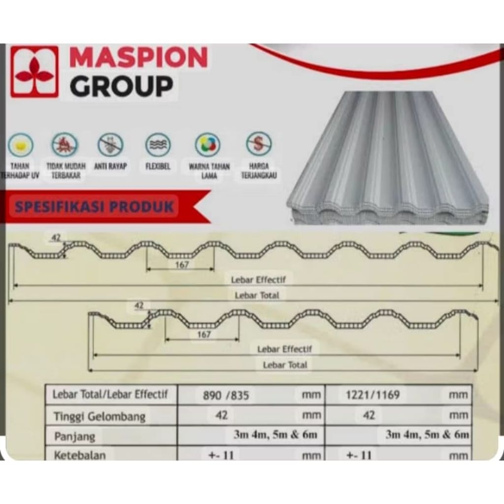 atap UPVC Double Layer Maspion Superroof