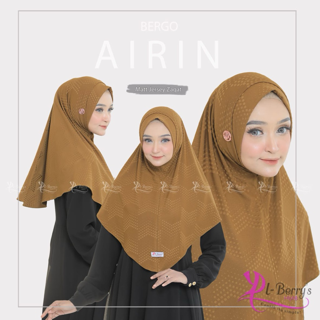 Elzia Hijab - Hijab Instan Bergo Airin Hijab Instan Nonpad 2Layer Bahan Jersey Zaqat Motif Bulat By 