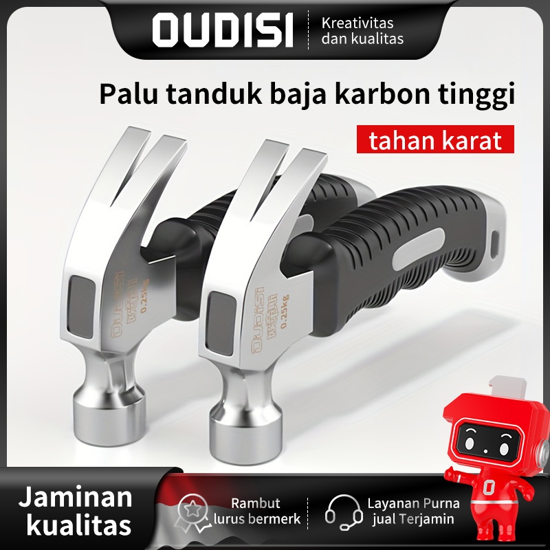 OUDISI Palu Mini Palu Cebol Palu Kambing Cebol Gagang Karet Claw Hammer