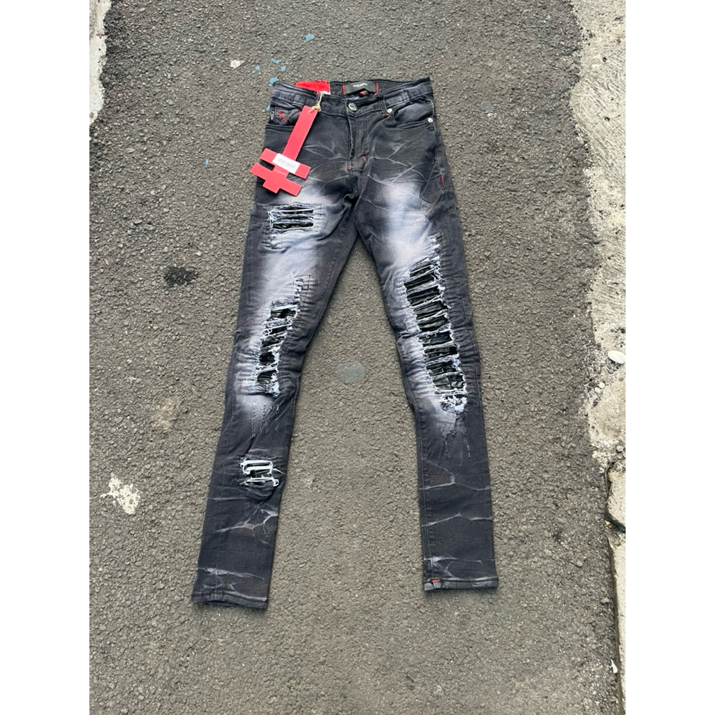 Hamjeansku H1- leather shadow grey strech denim