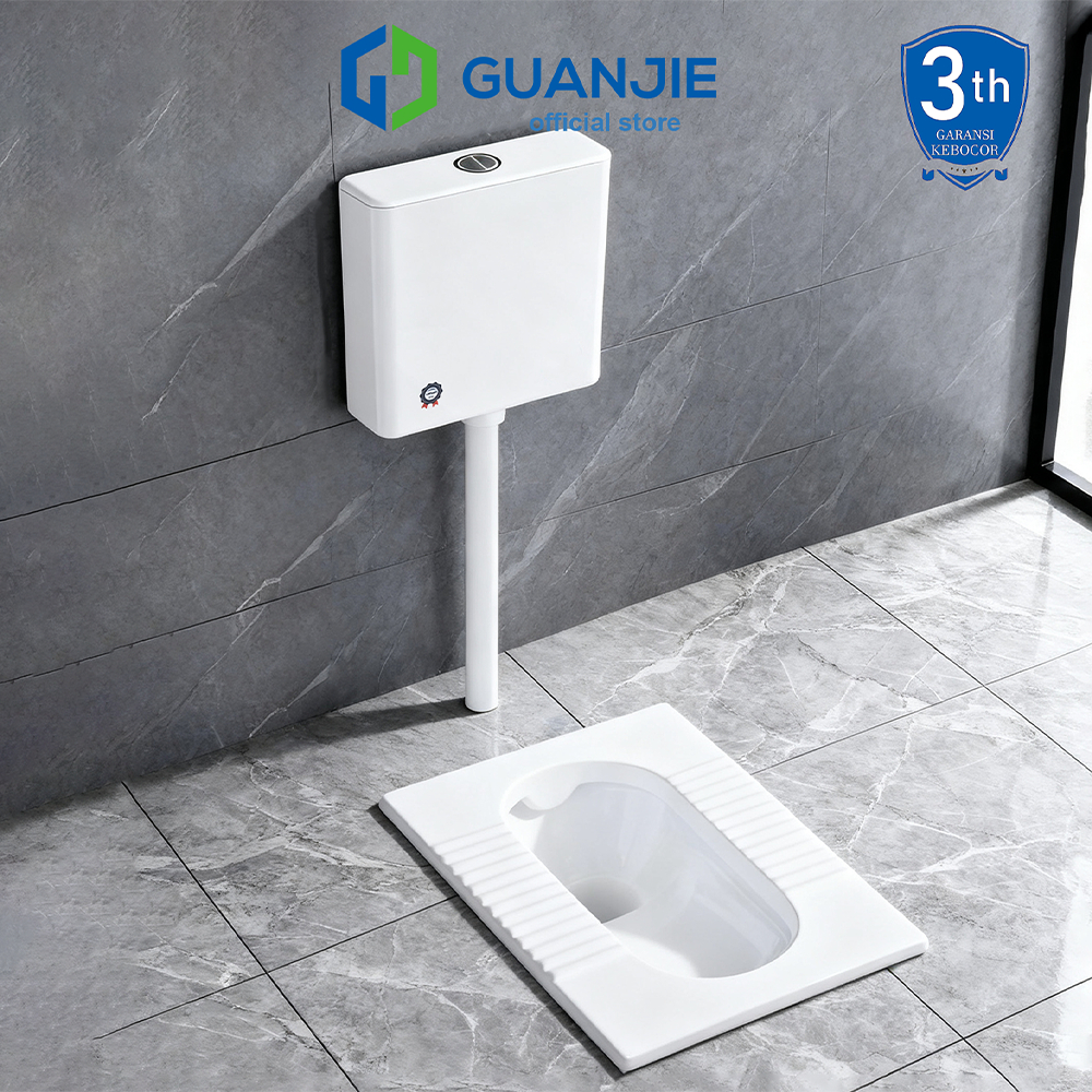 GUANJIE - ClosetKloset Jongkok  1Set+ Energy Saving Water Tank Wc Jongkok BahanKeramik Warna Putih T