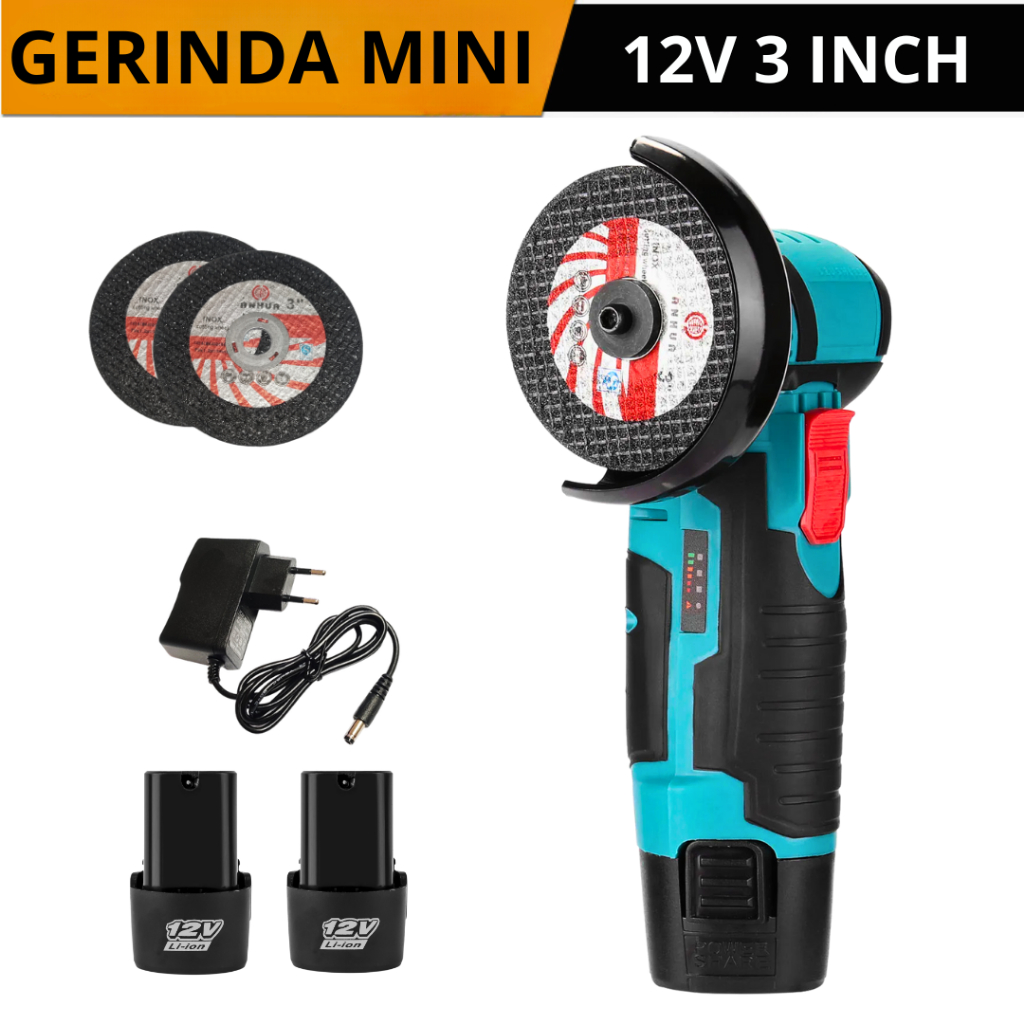 Mesin Gerinda Potong Cordlles 3inch / Gerinda mini baterai 12 volt