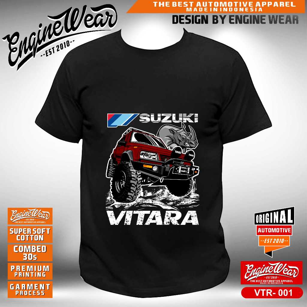 Kaos suzuki vitara tshirt vitara offroad escudo sidekick baju mobil jeep otomotif mrh
