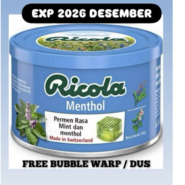 Permen ricola menthol swiss 100g tabung exp 2026 desember spesial promo diskon gajian sale 