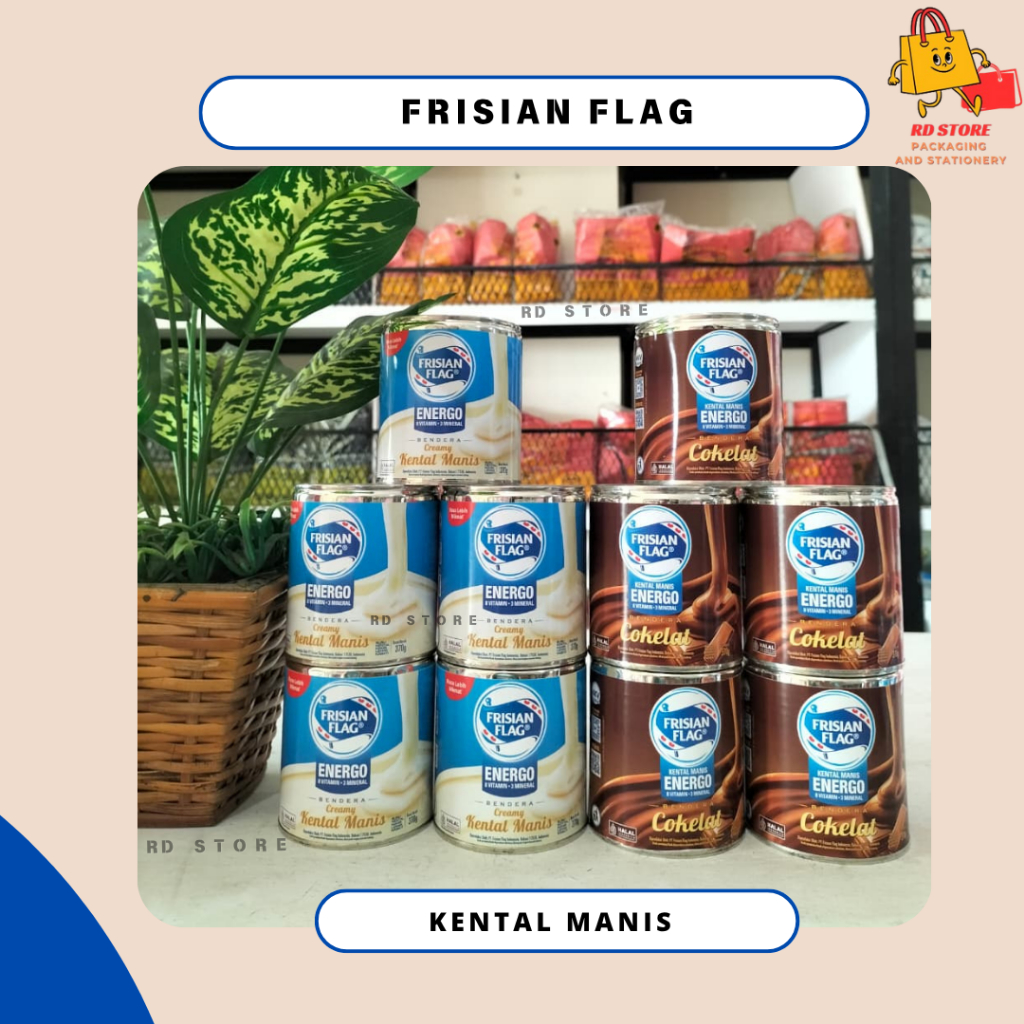 SUSU KENTAL MANIS BENDERA KALENG 370 GR SKM BENDERA KALENG PUTIH COKELAT KENTAL MANIS BENDERA KALENG
