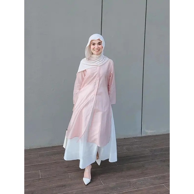 Long Outer Tunik Kancing - Cardigan Oufit Kondangan Wanita Bahan Katun Tencel Lyocell size M XL