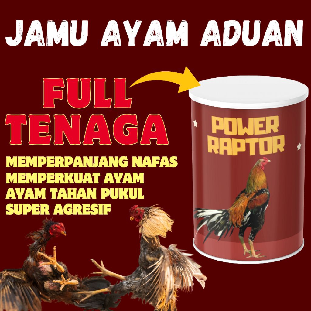 Jamu Ayam Aduan Power Raptor Full Strong Dopping Ayam petarung, Penambah Tenaga dan Nafas Ayam