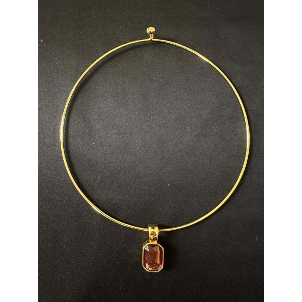 Joan Rivers Faux Topaz Pendant Wire Choker Necklace
