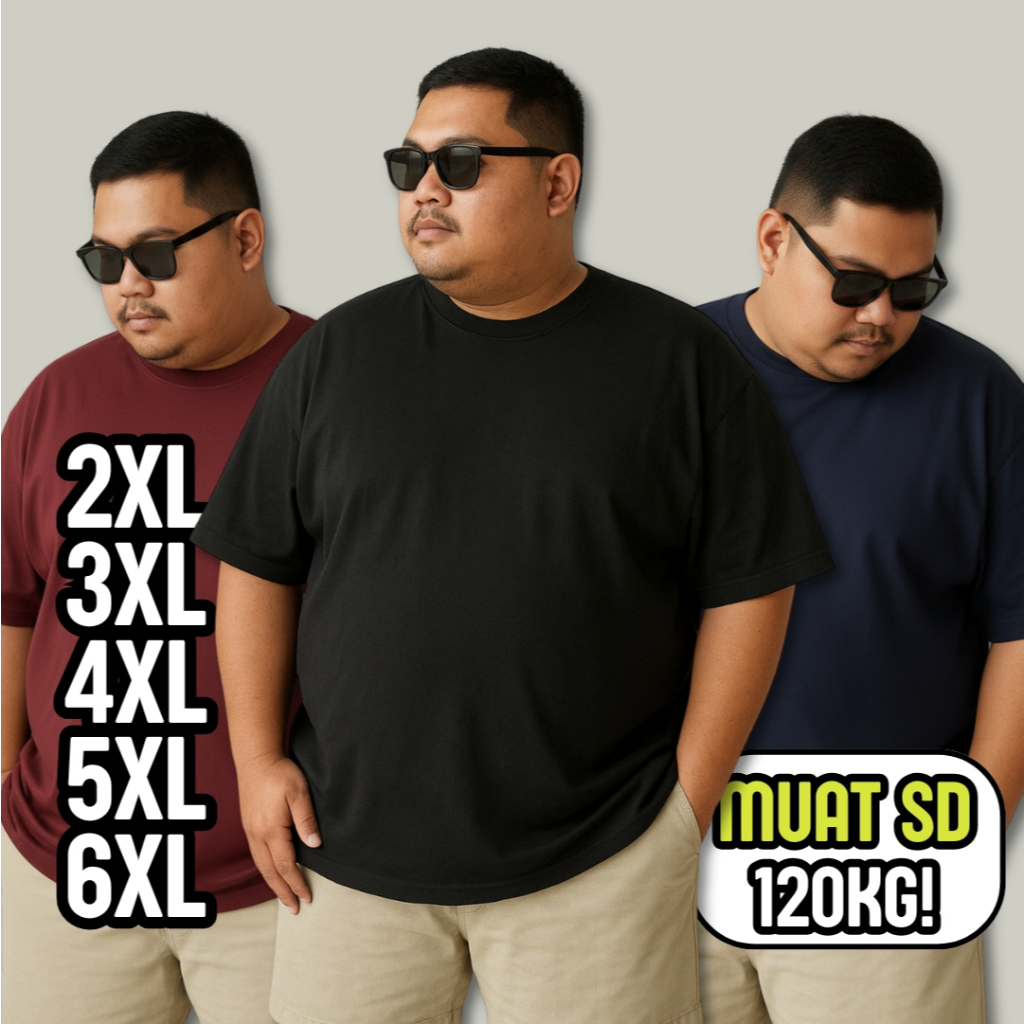 KAOS POLOS JUMBO PRIA BIGSIZE / OVERSIZE  XXL XXXL XXXXL 5XL 6XL