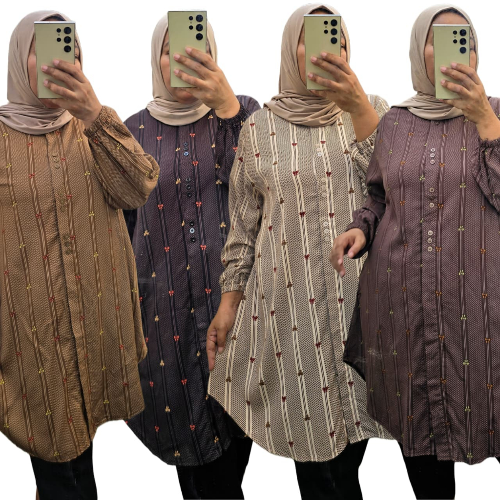 Wilona Tunik Jumbo Rayon Silky Kancing Aktif Full Lengan Panjang Atasan Wanita Plus Size LD120 - 150