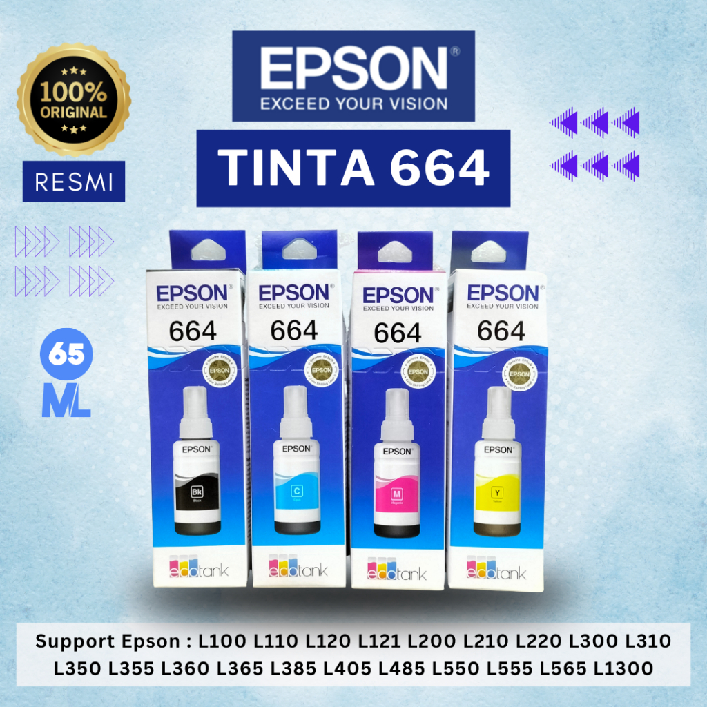 TINTA EPSON 664 ORIGINAL RESMI Black Cyan Magenta Yellow