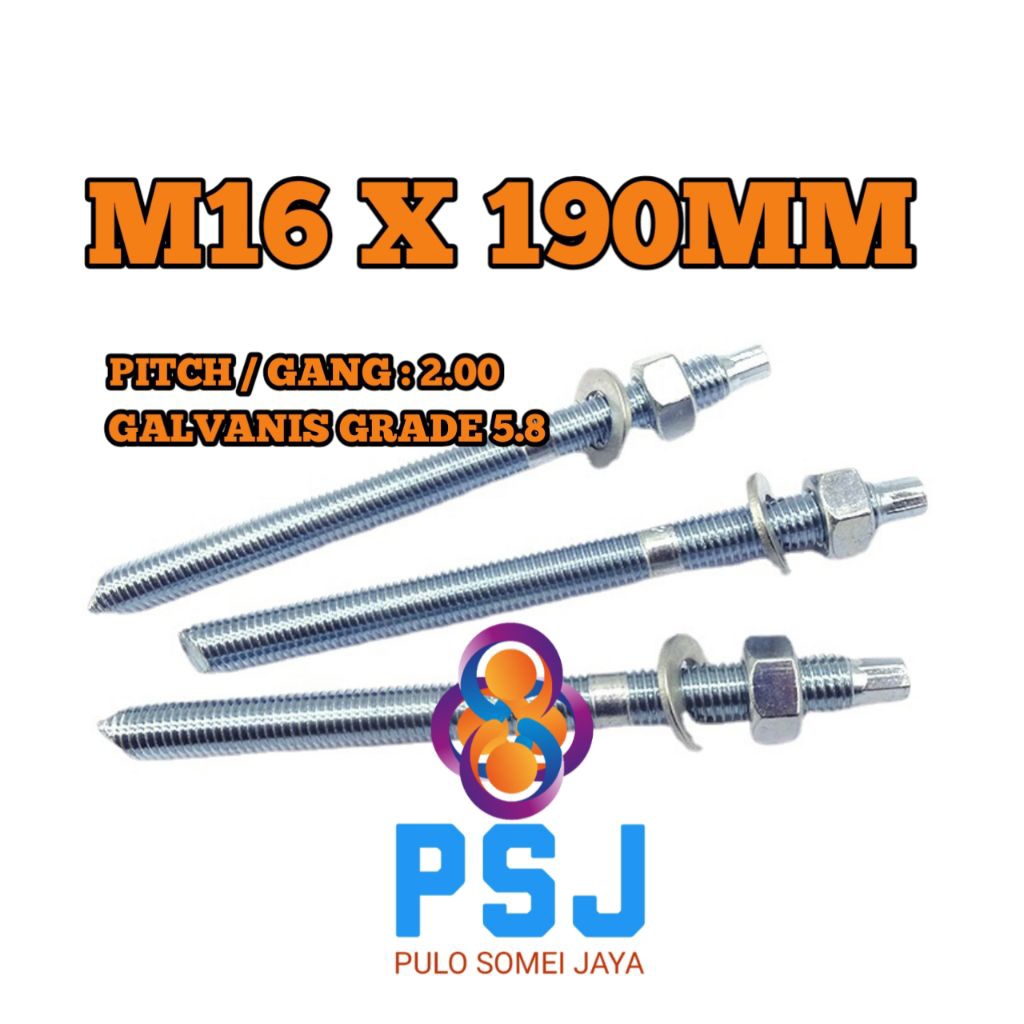 Chemical Anchor M16 x 190 Grade 5.8 / Stud Bolt Chemical Angkur