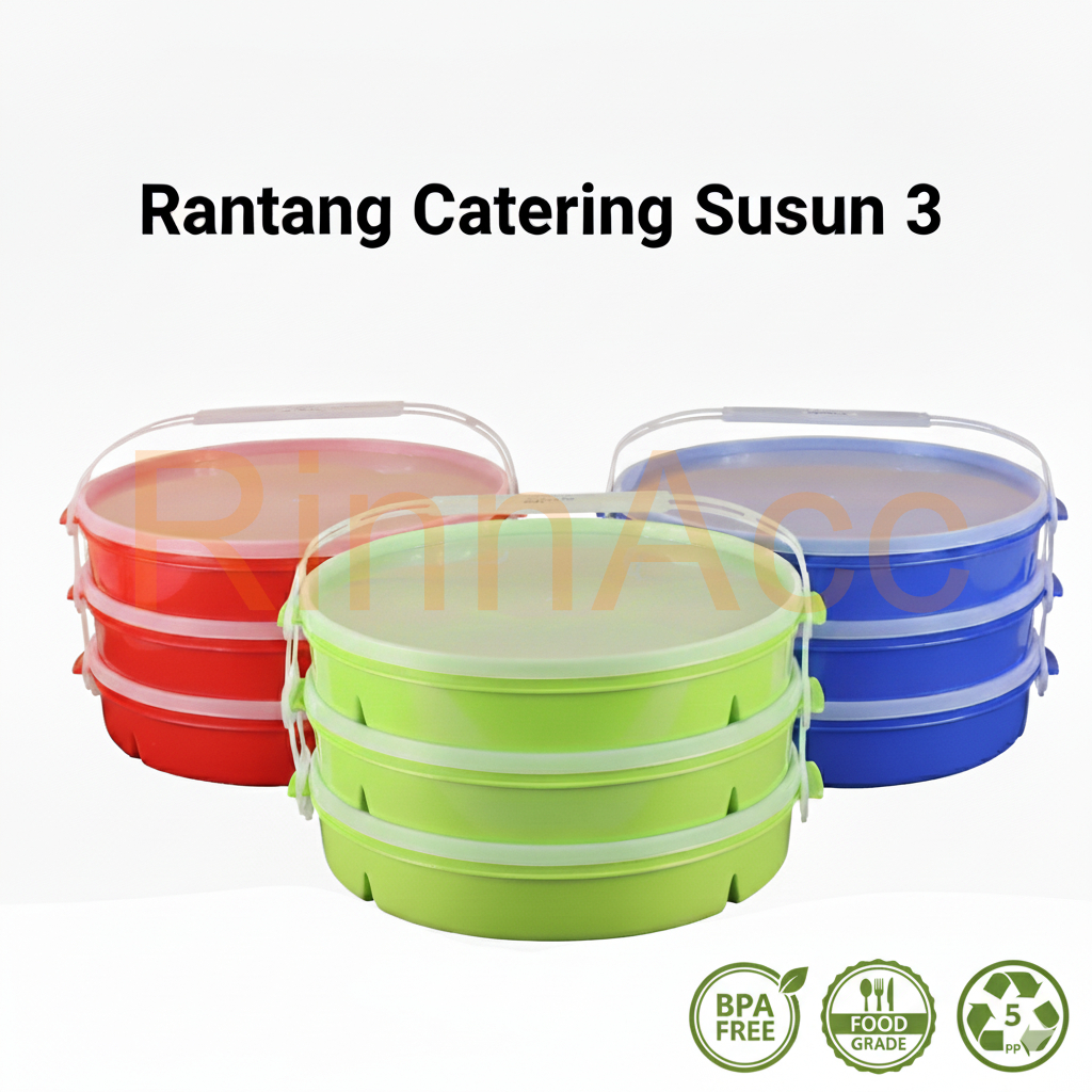 Rantang Catering Bulat Susun 3 - Rantang Katering - Lunch Box - Kotak Makan