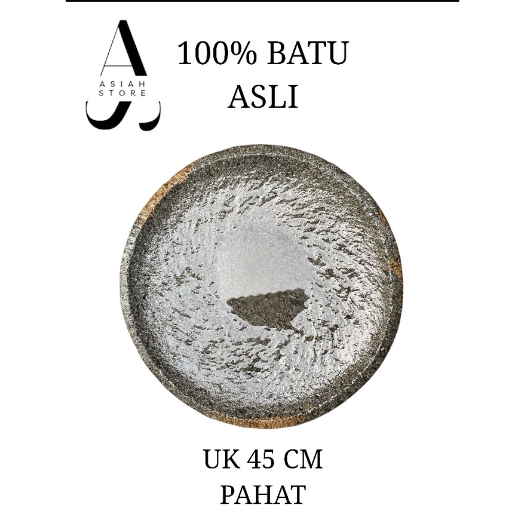 Cobek batu asli ukuran 45 cm JUMBO manual PAHAT tanpa campuran