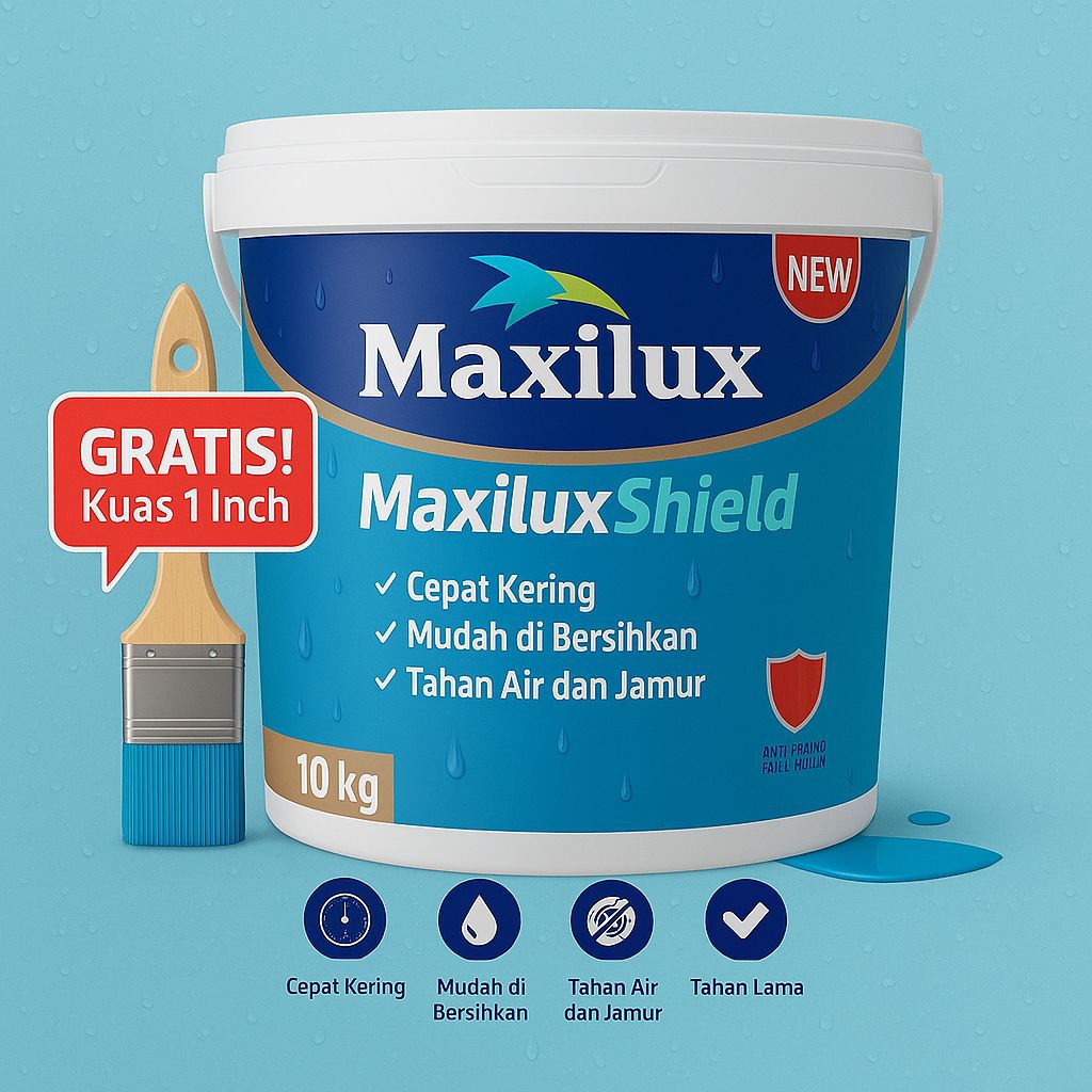 Cat tembok Maxilux Shield 10kg cat dinding interior dan eksterior cat tembok anti jamur & tahan lama