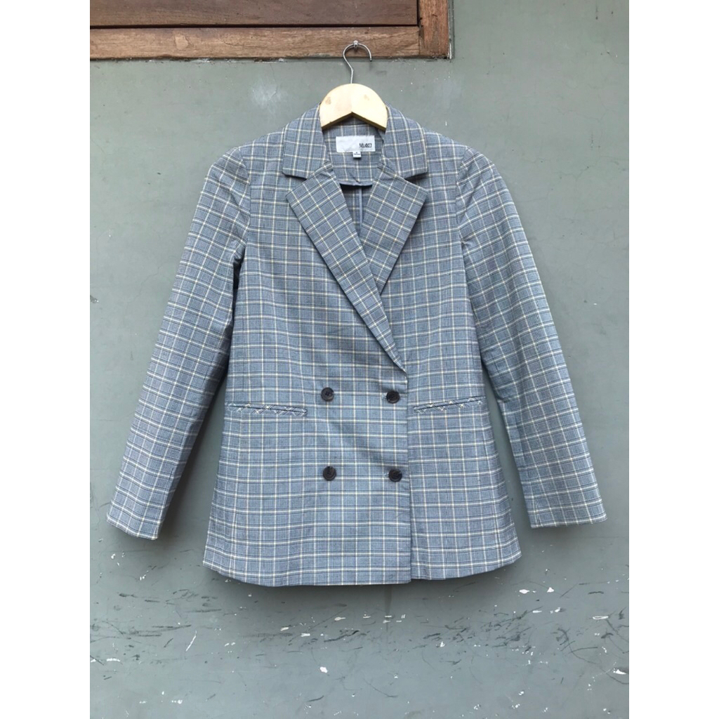 MIXXO Blazer tartan-preloved blazer tartan-blazer kotak kotak-preloved blazer tartan branded-prelove