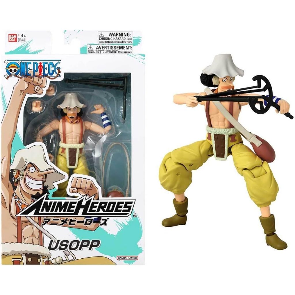 BANDAI Anime Heroes One Piece Figures Usopp Action Figure, 17cm Articulated Usopp Anime Figure