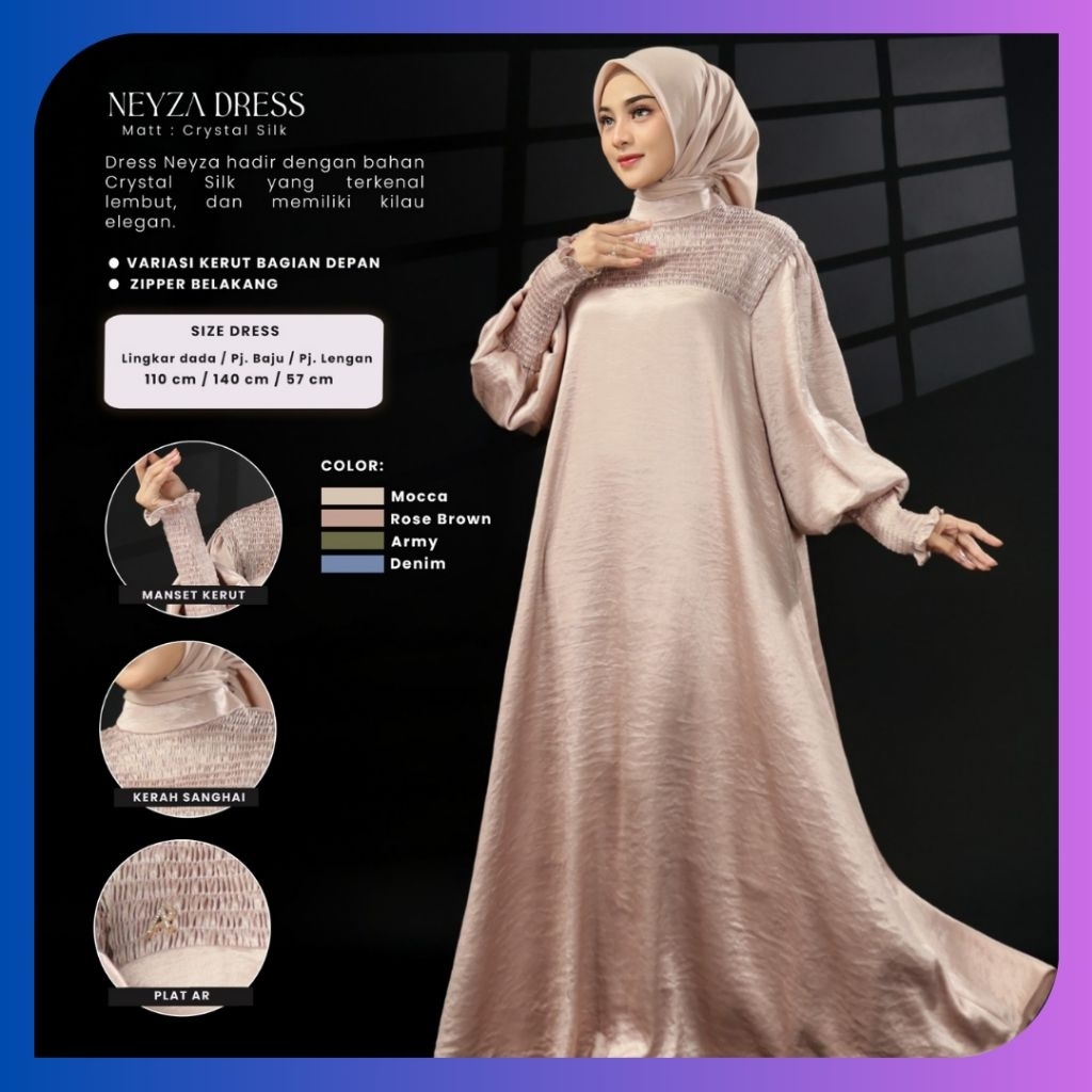 NEYZA DRESS BY AR RAFI OFFICIAL - Gamis Arrafi Polos Terbaru