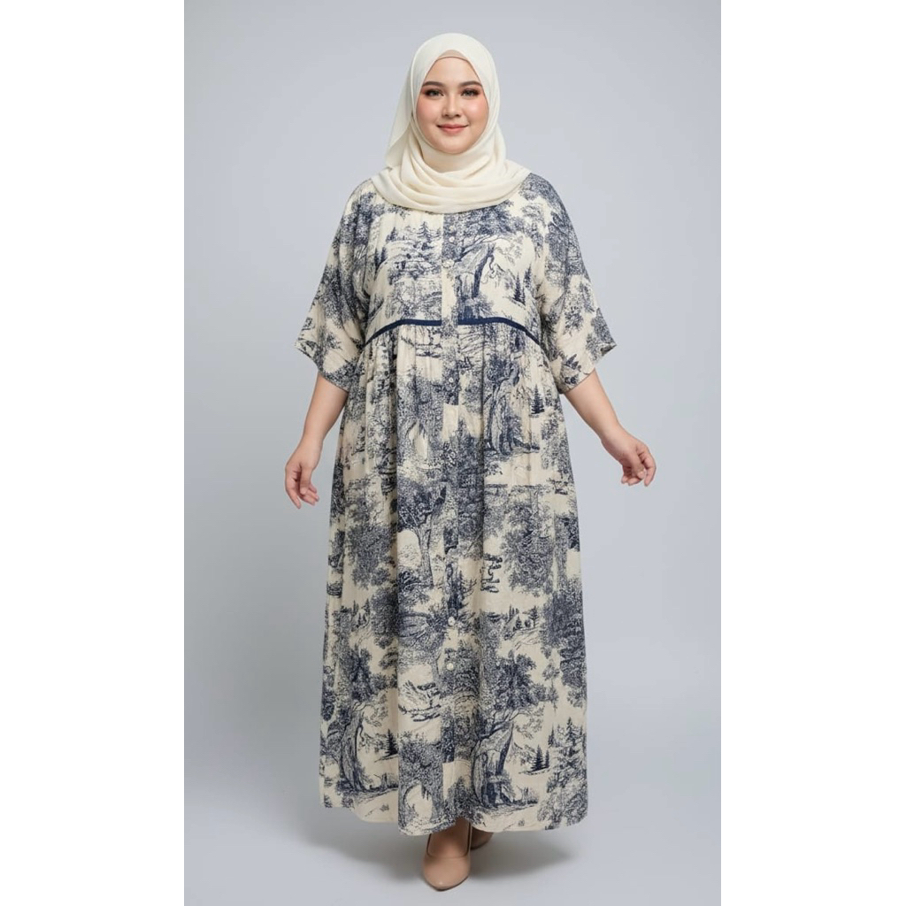 viral motif dior Daster jumbo Full kancing  BB 70-140Kg LD 130/140/150 baju hamil hospital dress gam
