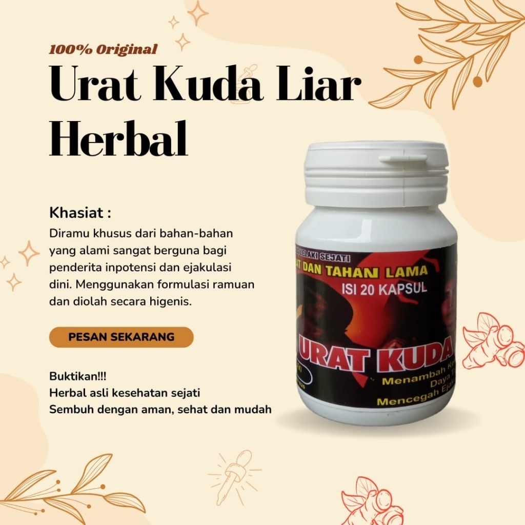 Urat kuda liar stamina 10x herbal original kemasan botol isi 20 kapsul