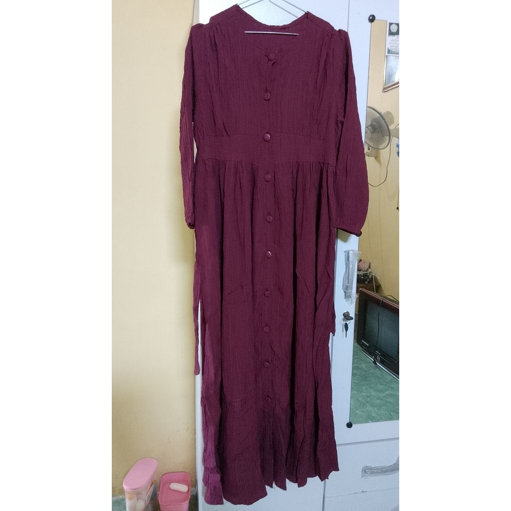 gamis kondangan/gamis preloved/ baju bekas/ baju preloved/ gamis maron/ pl gamis/ gaun pesta/baju ko