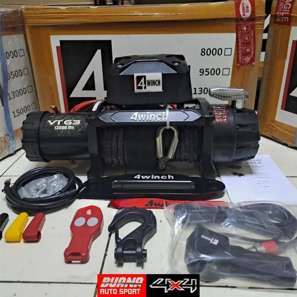 4Winch Winch Kapasitas 13000Lbs 6Ton Gen3 Tali Plasma Winch Offroad 4X4