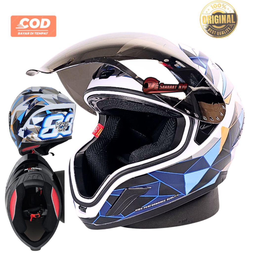 Helm Full Face Modular vrc platinum Paket Ganteng Motif Carbon Kaca Helm Kekinian Terbaru SNI