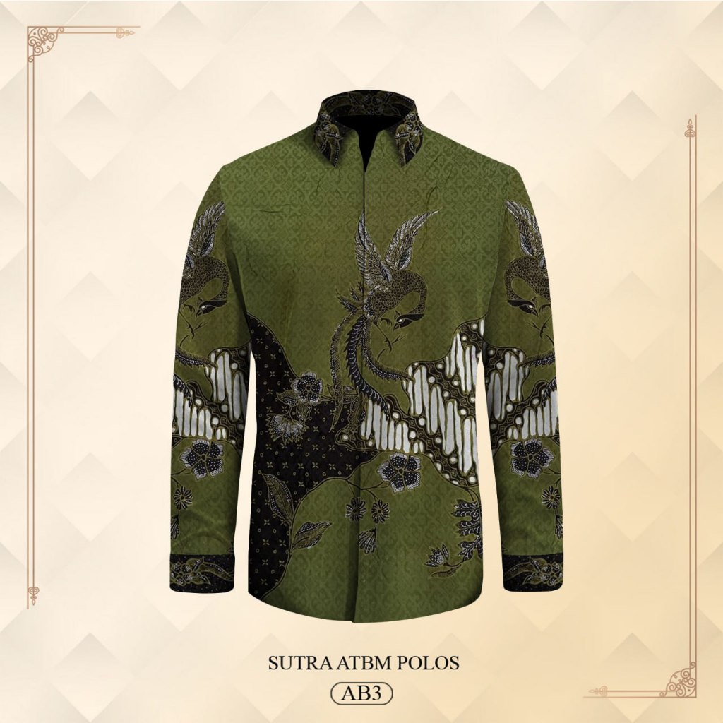 Kemeja batik lengan panjang pria exclusive bahan atbm sutera premium pola baju batik tulis pekalonga