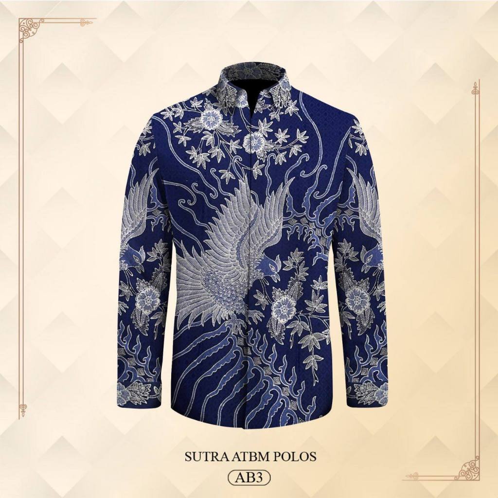 Kemeja pria lengan panjang pola batik tulis bahan atbm sutera premium baju batik tulis pria exclusiv