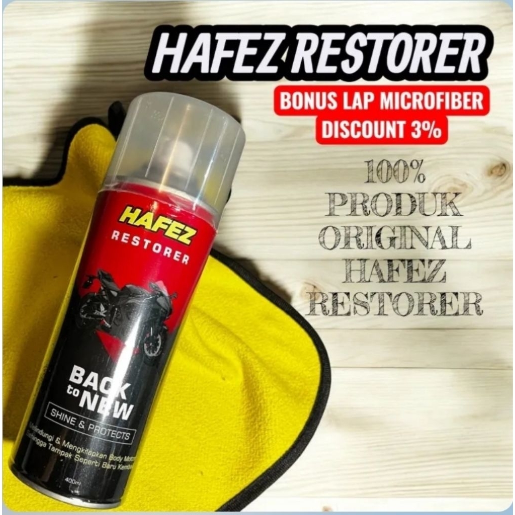 Hafez Restorer + Lap Microfiber - pengkilap dan pelindung body motor dan mobil dari korosi dan sinar