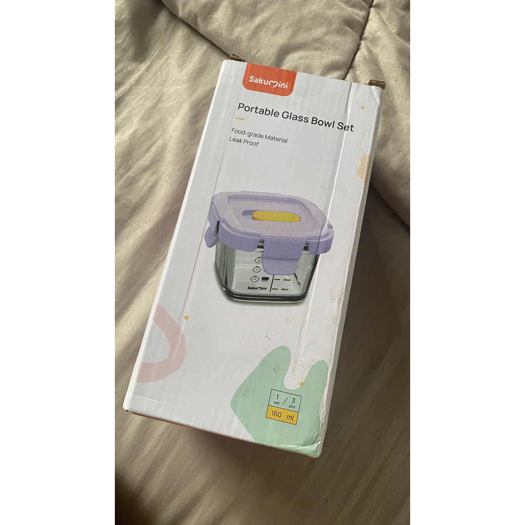 New Glass food Container 3in1 Storage jar bowl