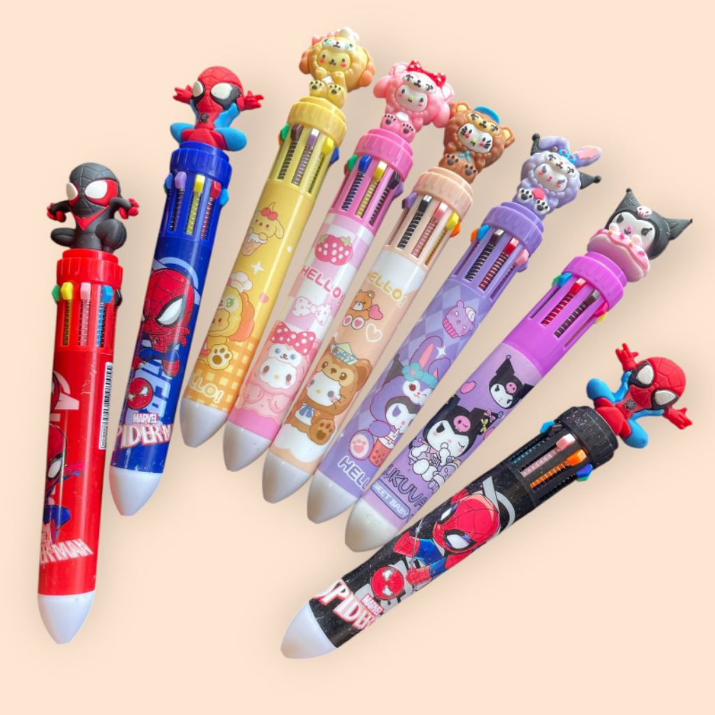 pulpen 10 warna pen multicolor pena unicorn karakter
