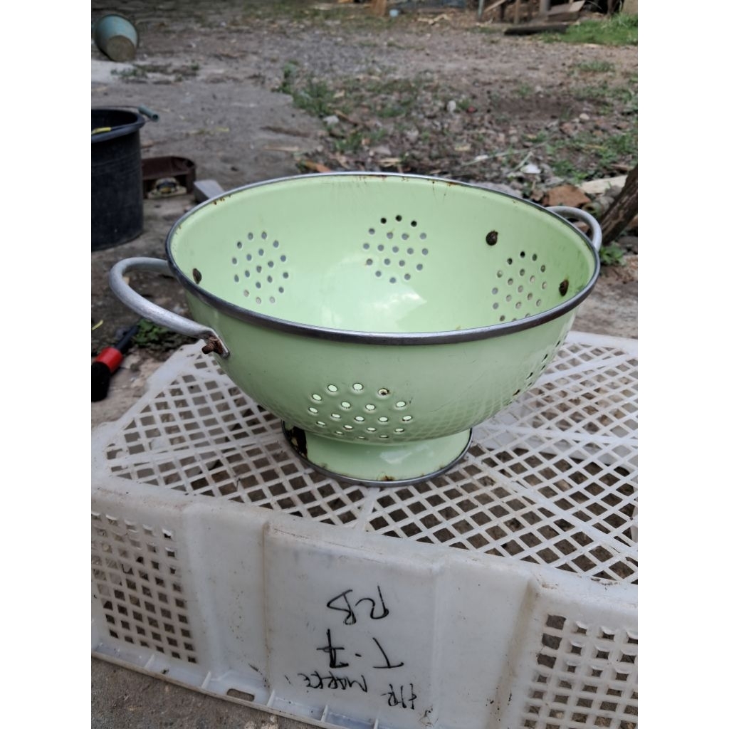 Wakul bakul tempat nasi enamel hijau tosca jadul