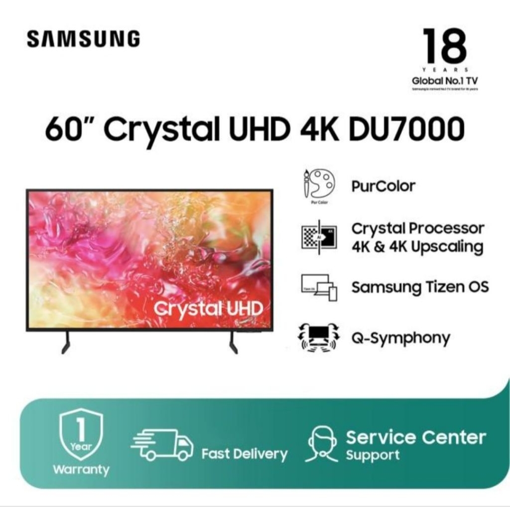 TV LED SAMSUNG 60INCH SMART TV 4K 60DU7000 TV SAMSUNG 4K DU7000