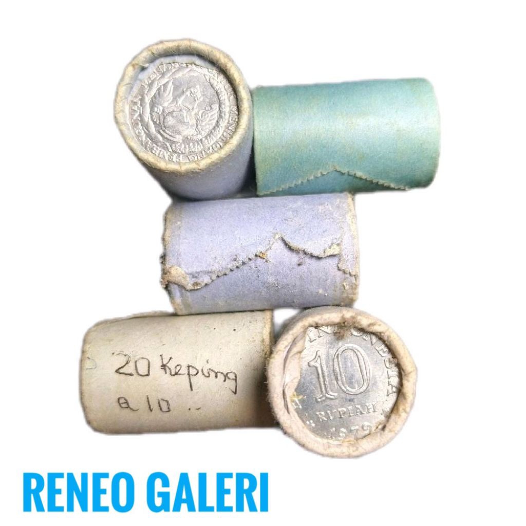 1 Roll Asli 10 Rupiah Tabanas Putih Aluminium Tahun 1979 Uang Kuno original segel isi 20 keping