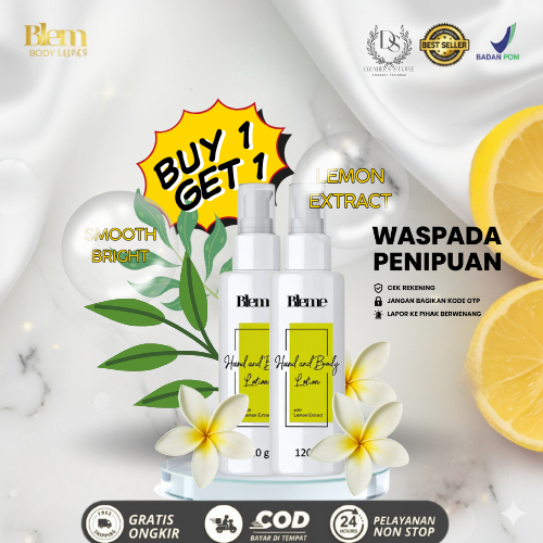Bleme Hand Body Lotion Ori 100% Asli BPOM Whitening Melembabkan- Flash Sale Buy 1 Get 1- With Lemon 
