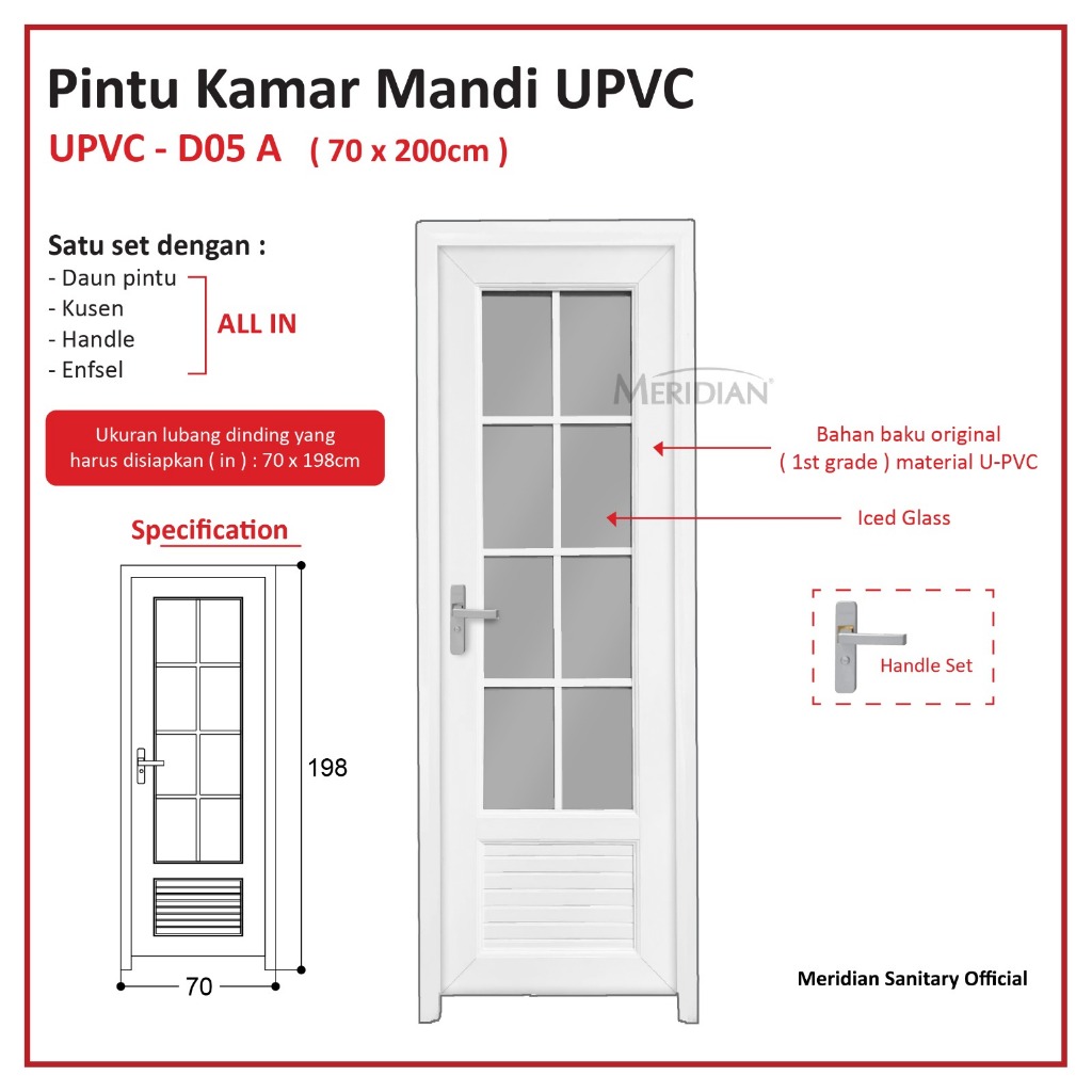Pintu UPVC MERIDIAN - UPVC D05A (70X200cm)